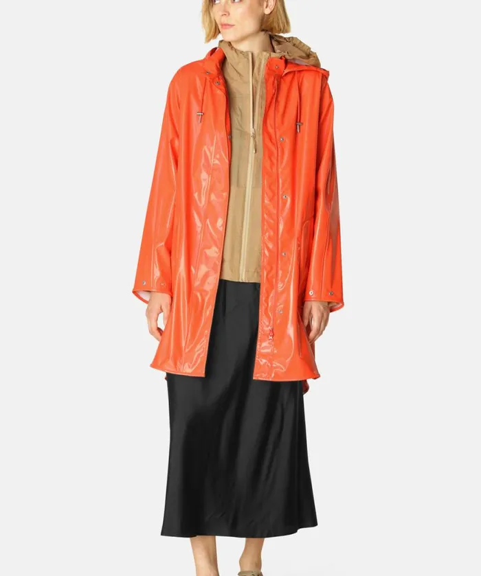 Rainwear Ilse Jacobsen Raincoats Long Raincoat 8211 Hot Orange