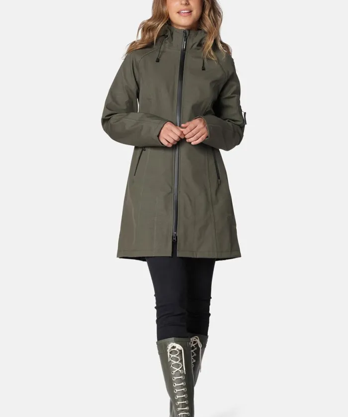 Rainwear Ilse Jacobsen Raincoats Long Soft Shell Raincoat 8211 Army