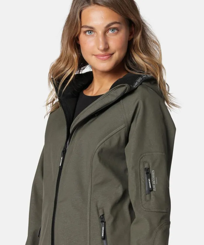 Rainwear Ilse Jacobsen Raincoats Long Soft Shell Raincoat 8211 Army