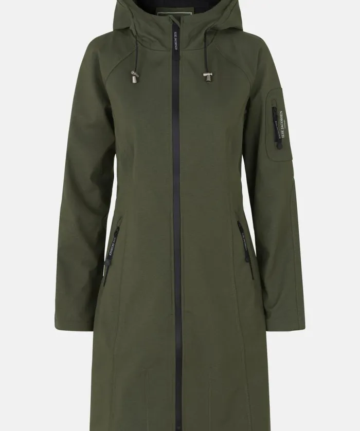 Rainwear Ilse Jacobsen Raincoats Long Soft Shell Raincoat 8211 Army