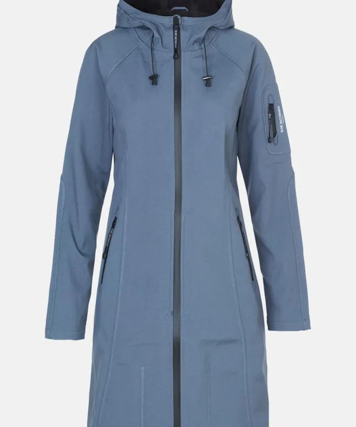 Rainwear Ilse Jacobsen Raincoats Long Soft Shell Raincoat 8211 Blue Grayness