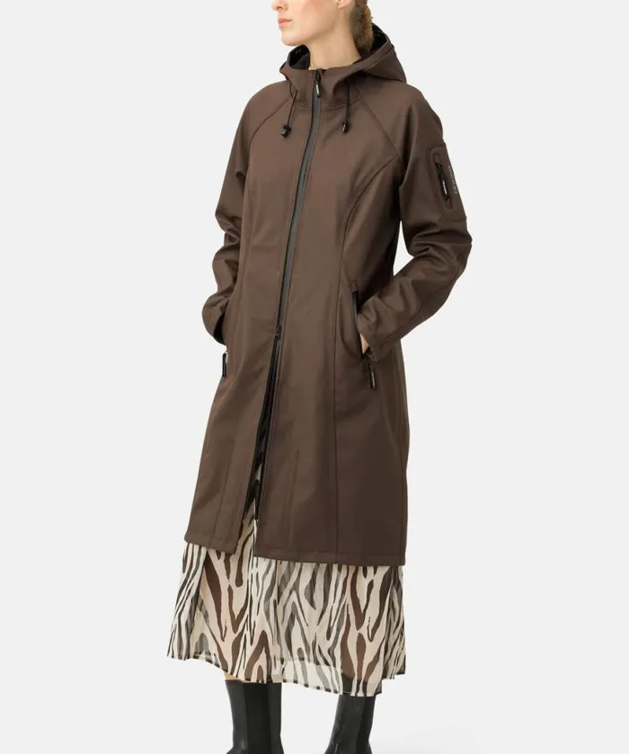 Rainwear Ilse Jacobsen Raincoats Long Soft Shell Raincoat 8211 Chocolate Brown