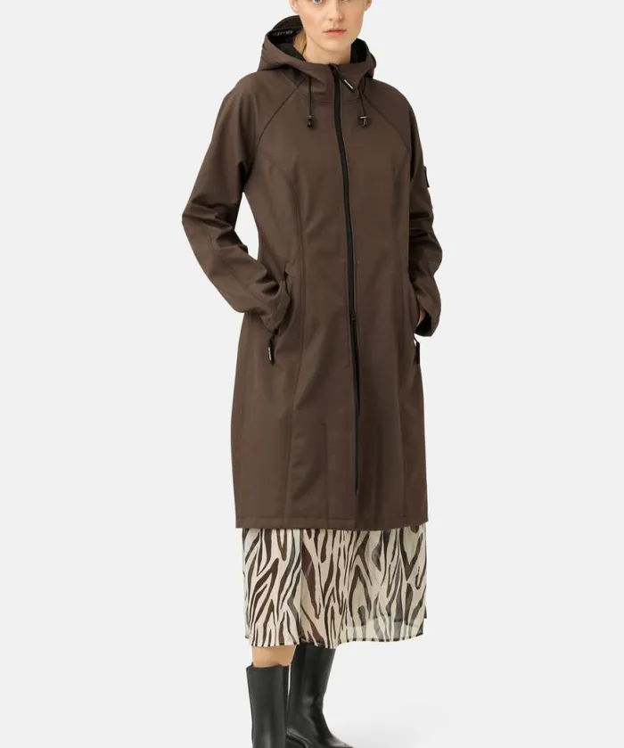Rainwear Ilse Jacobsen Raincoats Long Soft Shell Raincoat 8211 Chocolate Brown