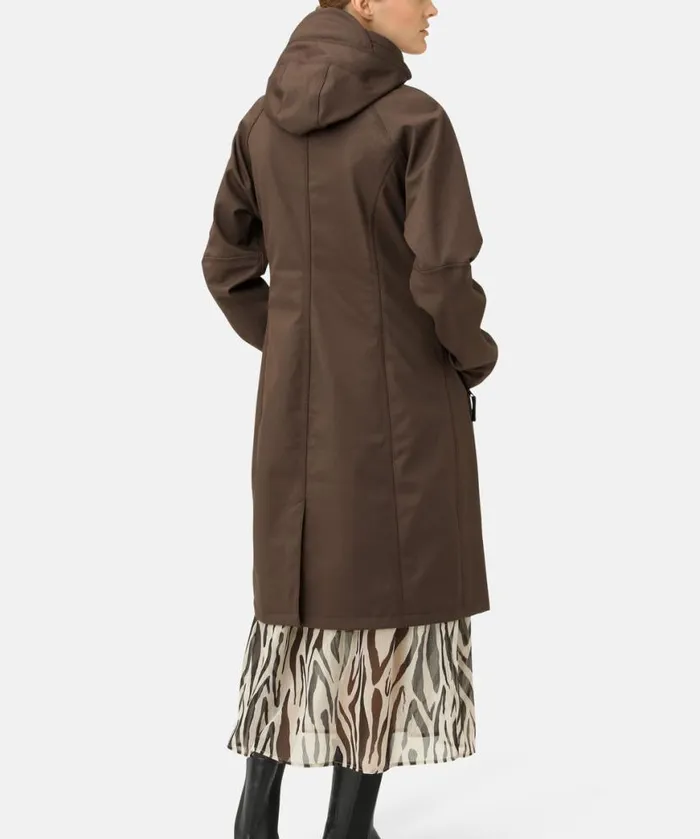 Rainwear Ilse Jacobsen Raincoats Long Soft Shell Raincoat 8211 Chocolate Brown