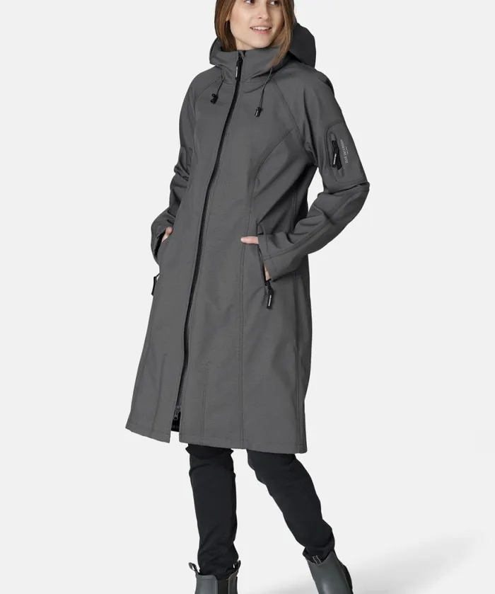 Rainwear Ilse Jacobsen Raincoats Long Soft Shell Raincoat 8211 Dark Shadow