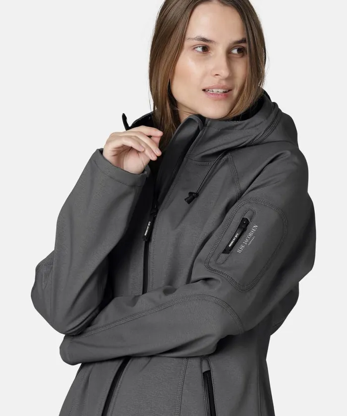 Rainwear Ilse Jacobsen Raincoats Long Soft Shell Raincoat 8211 Dark Shadow