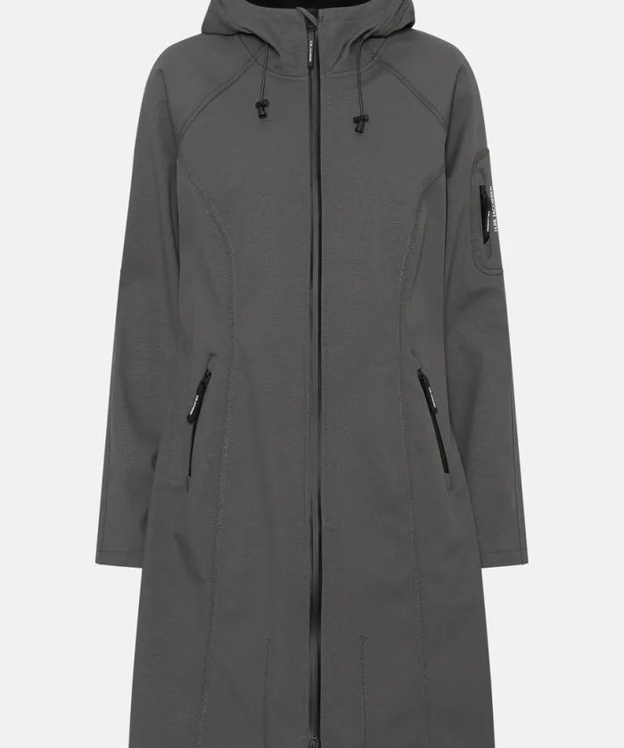 Rainwear Ilse Jacobsen Raincoats Long Soft Shell Raincoat 8211 Dark Shadow