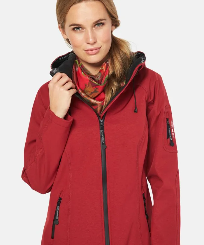 Rainwear Ilse Jacobsen Raincoats Long Soft Shell Raincoat 8211 Rhubarb