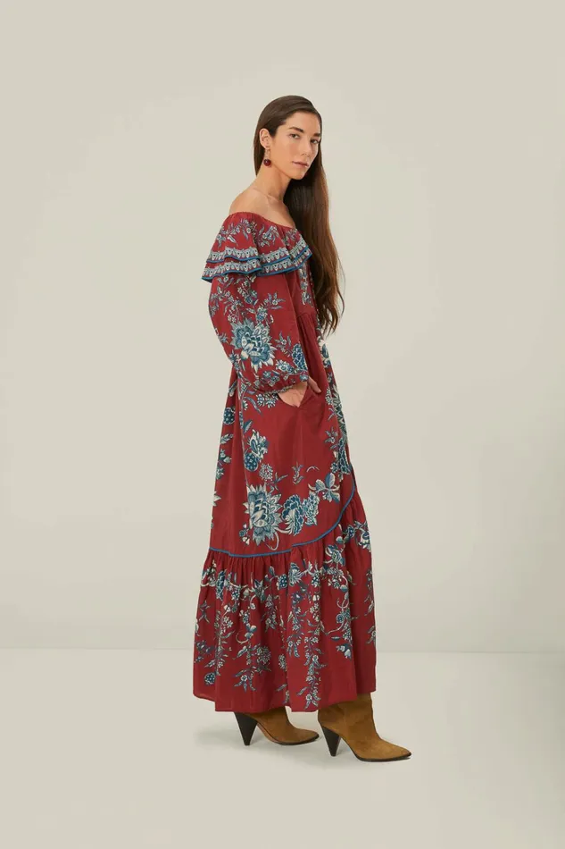 Red Tropical Landing Off Shoulder Maxi Dress Women FARM Rio Maxi Dresses Red Tropical Landing Off Shoulder Maxi Dress Women FARM Rio Maxi Dresses