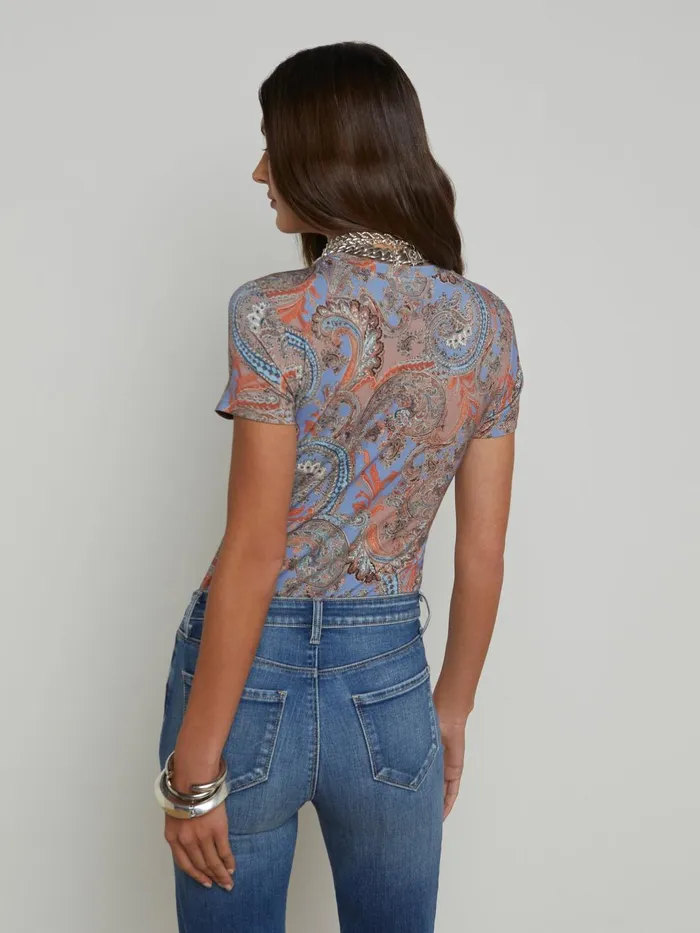 Ressi Fitted Tee Periwinkle Multi French Paisley Women L039Agence Tees Ressi Fitted Tee Periwinkle Multi French Paisley Women L039Agence Tees