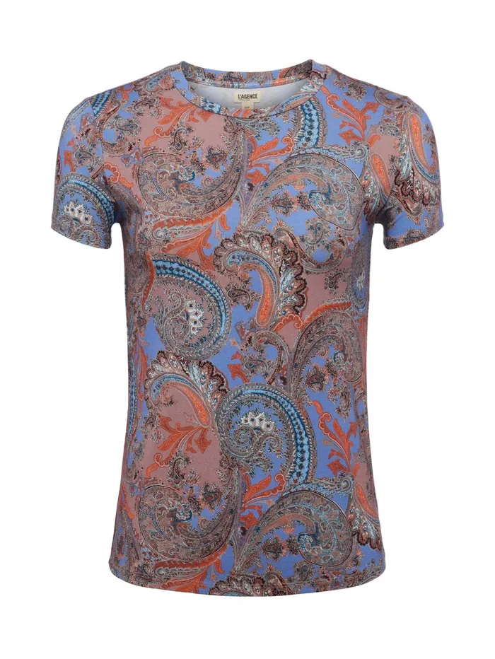 Ressi Fitted Tee Periwinkle Multi French Paisley Women L039Agence Tees Ressi Fitted Tee Periwinkle Multi French Paisley Women L039Agence Tees