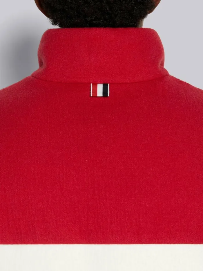 Reversible Boiled Wool and Navy Nylon Canvas Downfilled Funnel Neck Jacket Red Women Thom Browne Outerwear