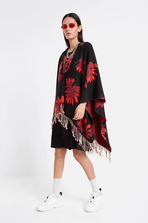 Reversible Floral Poncho Women Desigual Scarves