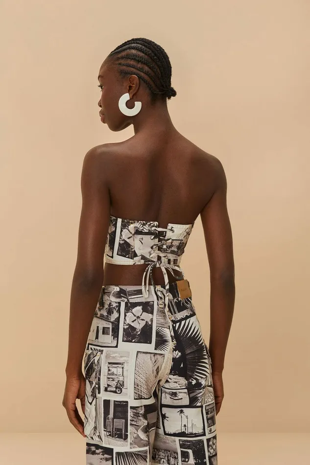Rio Noir Strapless Crop Top Women FARM Rio Crop Tops Rio Noir Strapless Crop Top Women FARM Rio Crop Tops