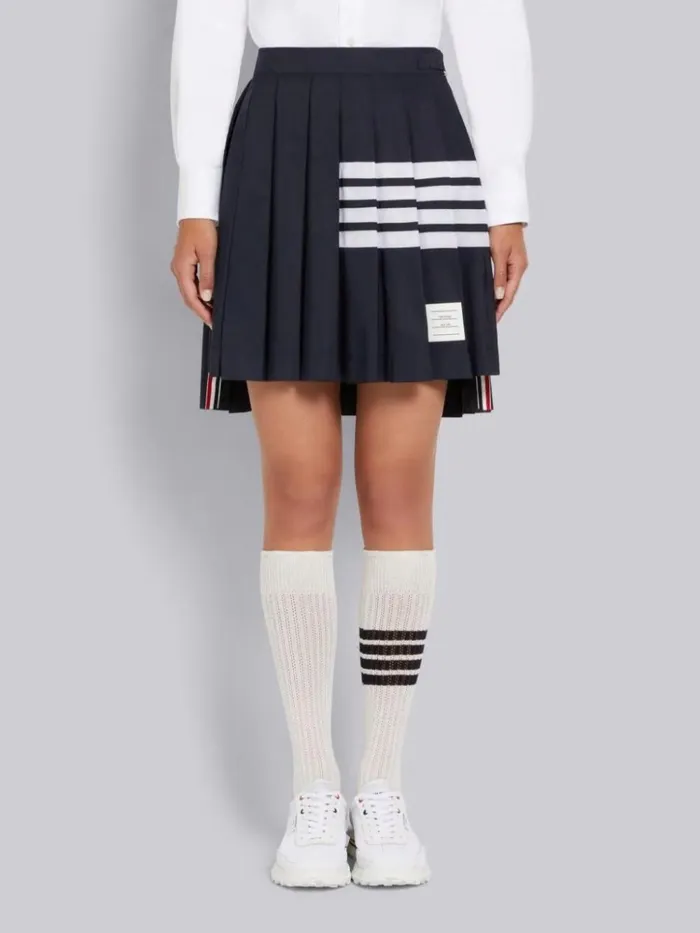Ripstop Mesh 4bar Dropped Back Pleated Mini Skirt Navy Women Thom Browne Sweats Ripstop Mesh 4bar Dropped Back Pleated Mini Skirt Navy Women Thom Browne Sweats