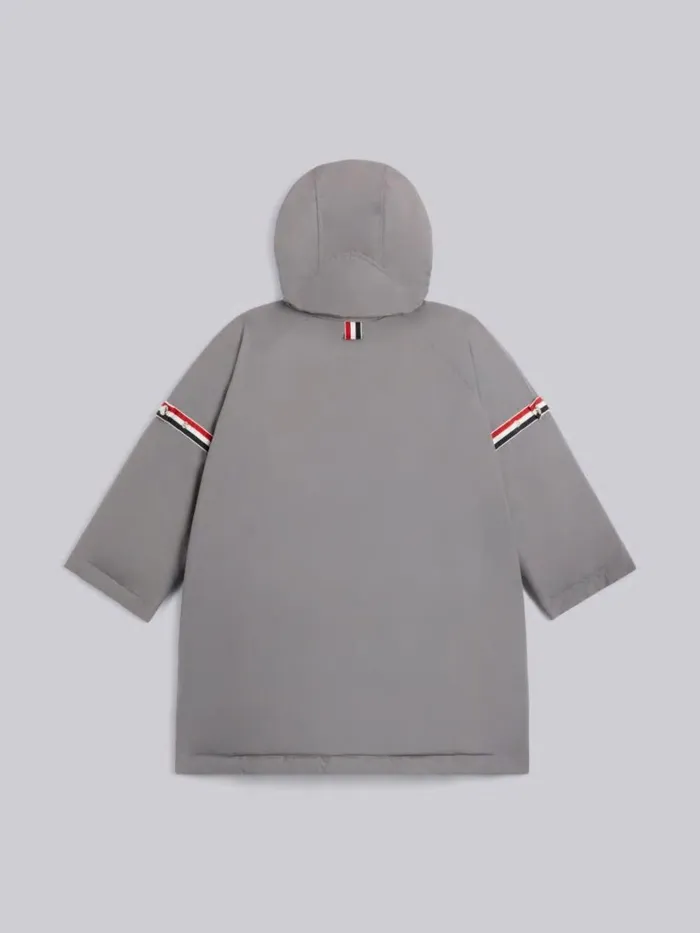 Ripstop Stripe Armband Oversized Hooded Football Parka Medium Grey GirlsBoys Thom Browne Jackets And Outerwear