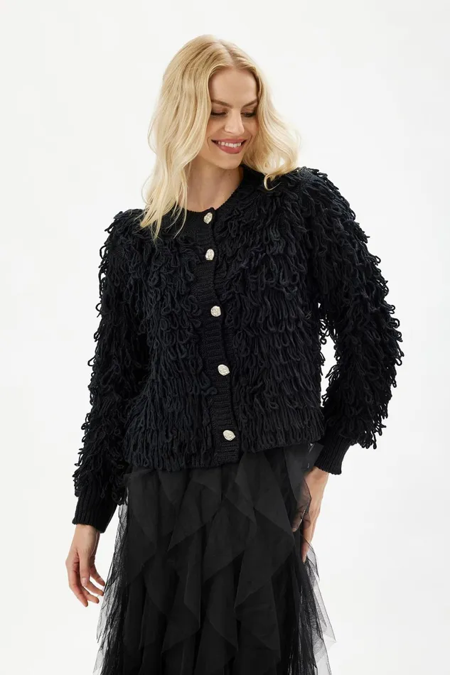 RITS CARDIGAN 16271 999 Black 999 Women IN FRONT CARDIGANS KNITS