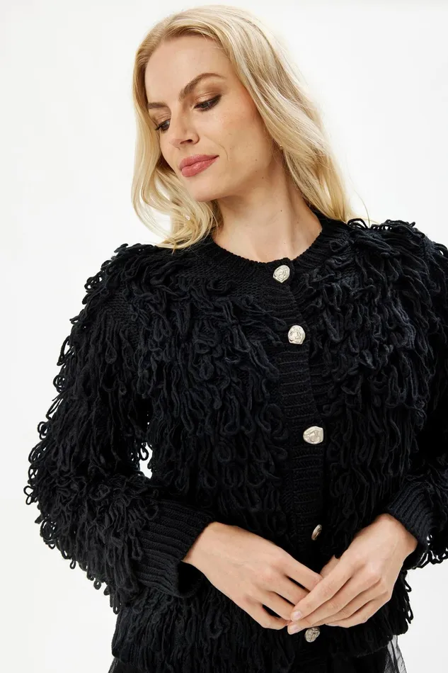 RITS CARDIGAN 16271 999 Black 999 Women IN FRONT CARDIGANS KNITS