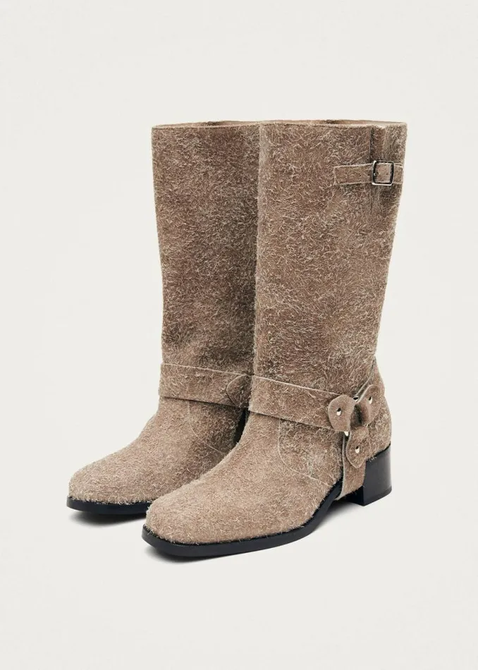 Rocky Suede Fuzzy Beige Women ALOHAS Boots