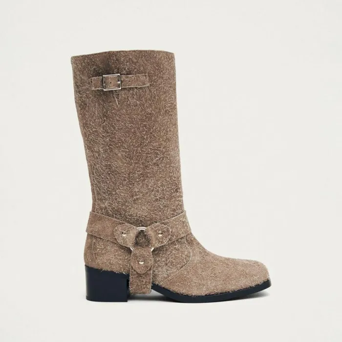 Rocky Suede Fuzzy Beige Women ALOHAS Boots