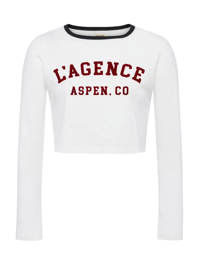 Romi Long Sleeve Logo Tee Whiteblack Women L039Agence Tees Romi Long Sleeve Logo Tee Whiteblack Women L039Agence Tees