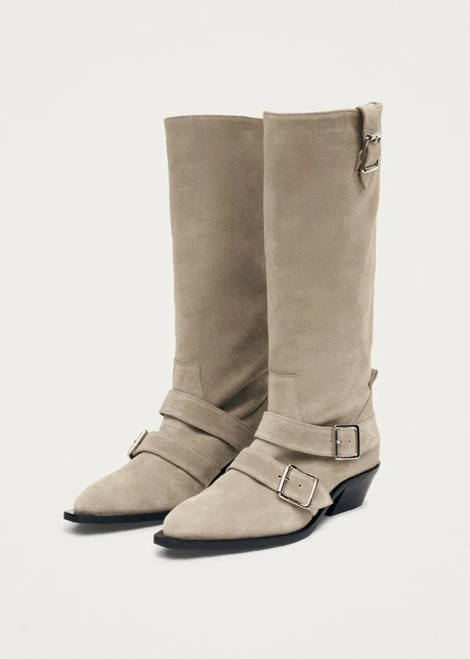 Ryder Suede Beige Leather Boots Women ALOHAS Boots