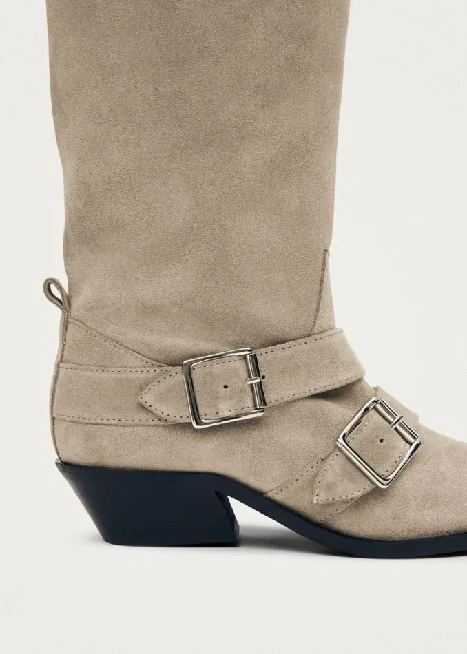 Ryder Suede Beige Leather Boots Women ALOHAS Boots