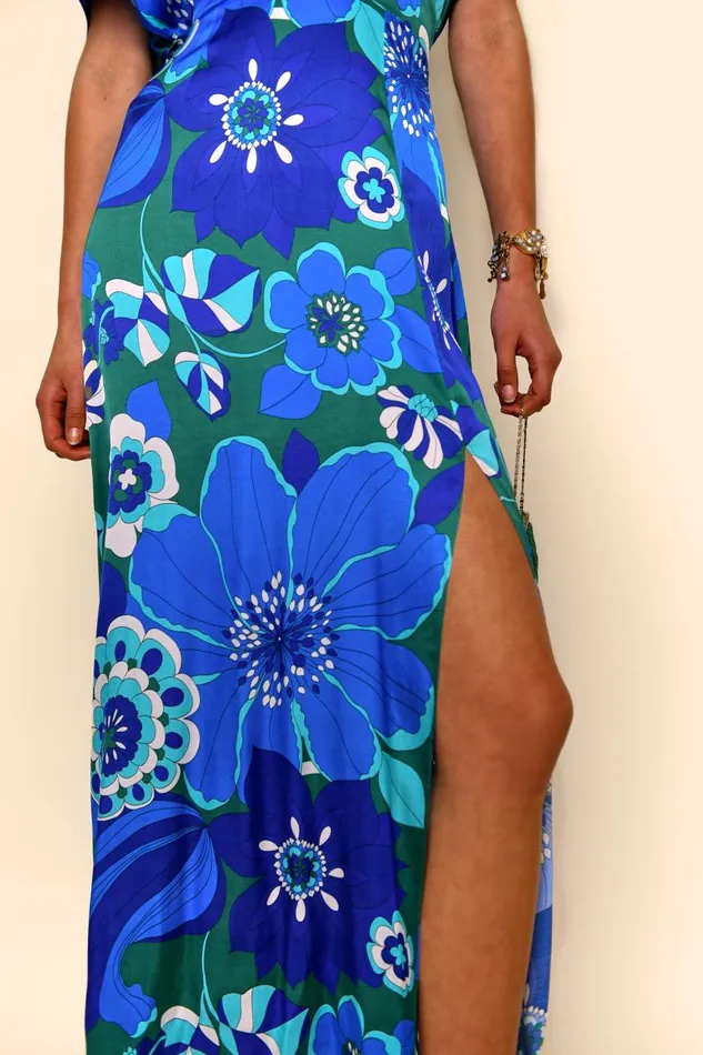 Sadie Retro Floral Blue Women RIXO Dresses Sadie Retro Floral Blue Women RIXO Dresses