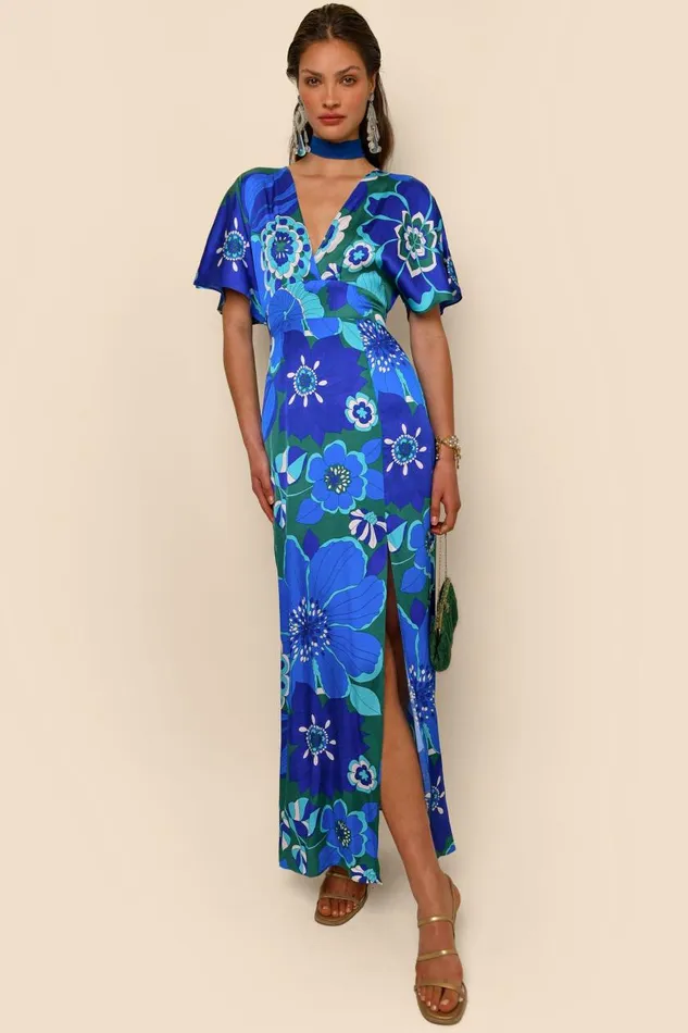 Sadie Retro Floral Blue Women RIXO Dresses Sadie Retro Floral Blue Women RIXO Dresses