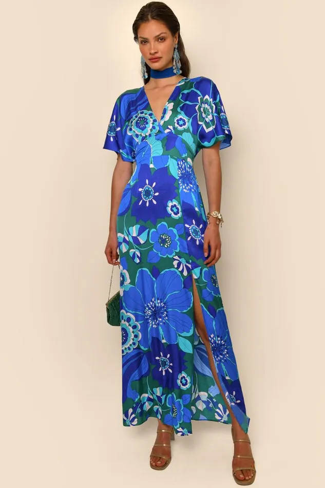 Sadie Retro Floral Blue Women RIXO Dresses Sadie Retro Floral Blue Women RIXO Dresses