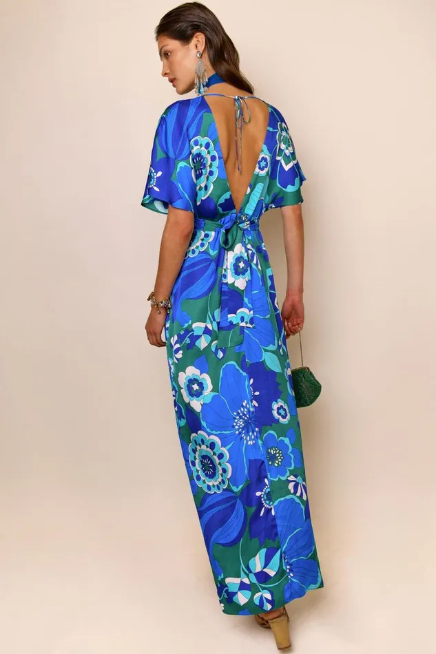 Sadie Retro Floral Blue Women RIXO Dresses Sadie Retro Floral Blue Women RIXO Dresses