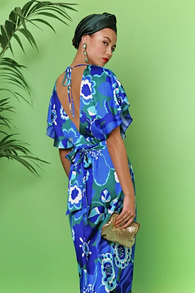 Sadie Retro Floral Blue Women RIXO Dresses Sadie Retro Floral Blue Women RIXO Dresses