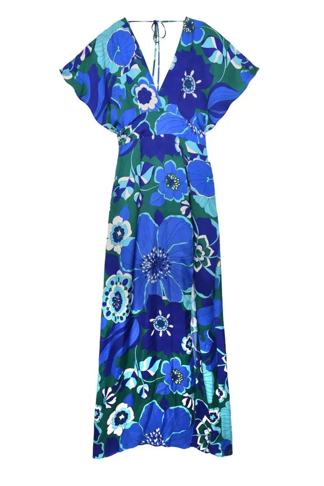 Sadie Retro Floral Blue Women RIXO Dresses Sadie Retro Floral Blue Women RIXO Dresses