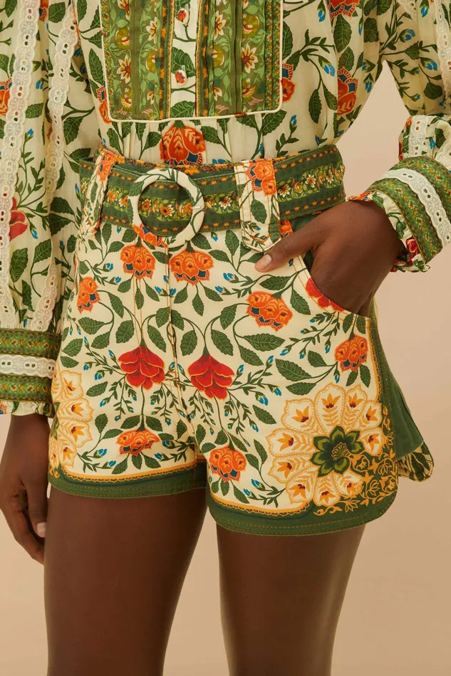 Sand Garden Tapestry Shorts Women FARM Rio Shorts Sand Garden Tapestry Shorts Women FARM Rio Shorts