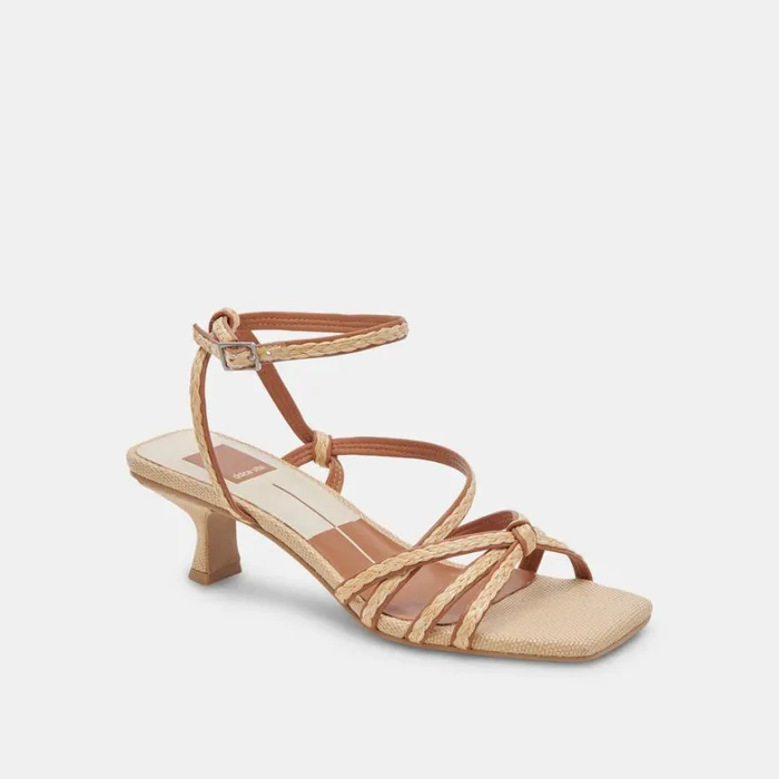 Sandals Women Dolce Vita Bev Braid Heels Brown Natural Jute