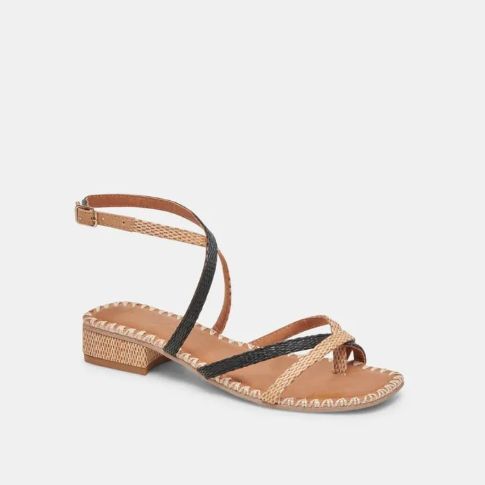 Sandals Women Dolce Vita Brinn Sandals Black Natural Raffia