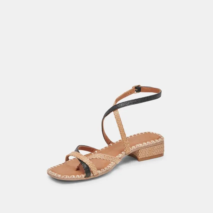 Sandals Women Dolce Vita Brinn Sandals Black Natural Raffia