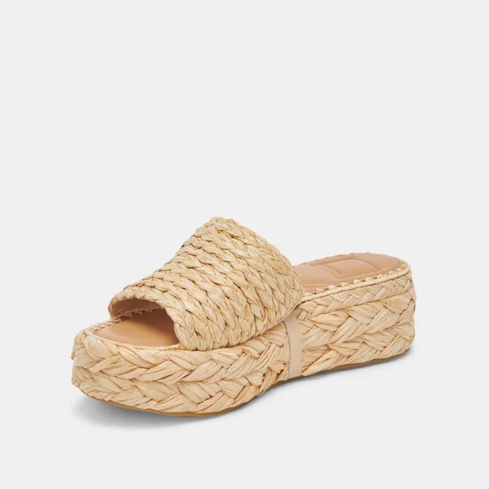 Sandals Women Dolce Vita Chavi Wide Sandals Lt Natural Raffia