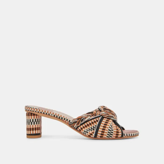 Sandals Women Dolce Vita Dallie Heels Tan Multi Woven