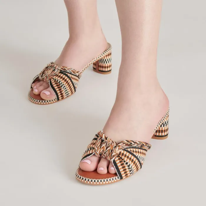 Sandals Women Dolce Vita Dallie Heels Tan Multi Woven