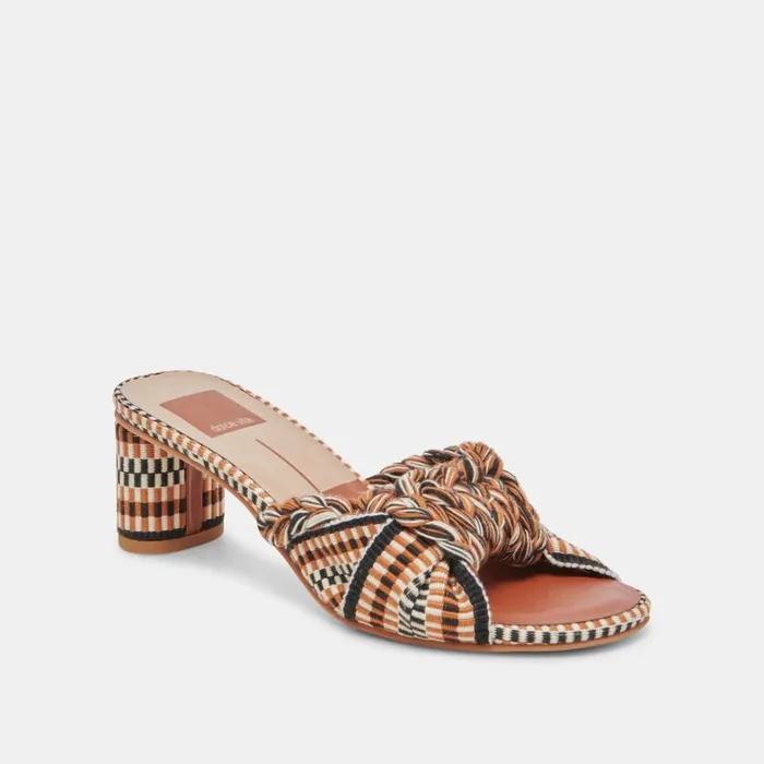 Sandals Women Dolce Vita Dallie Heels Tan Multi Woven