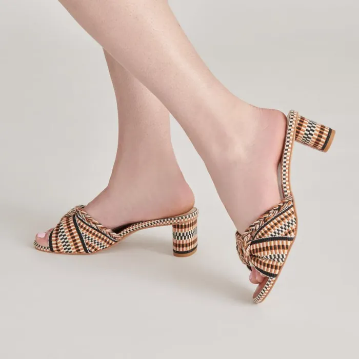 Sandals Women Dolce Vita Dallie Heels Tan Multi Woven