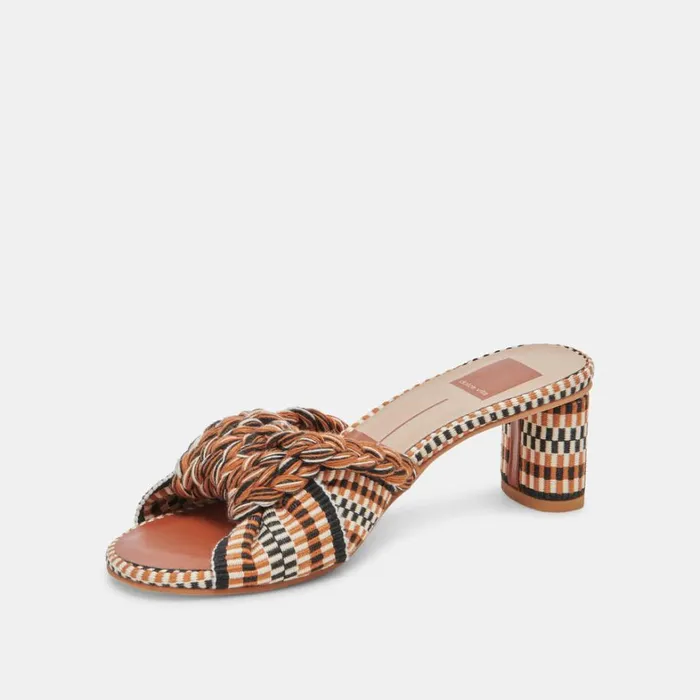 Sandals Women Dolce Vita Dallie Heels Tan Multi Woven