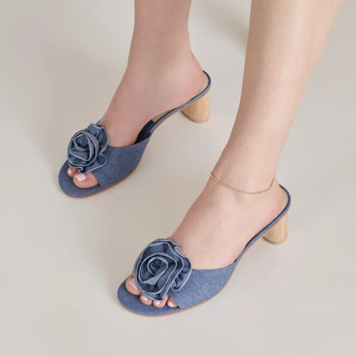 Sandals Women Dolce Vita Darly Heels Blue Denim