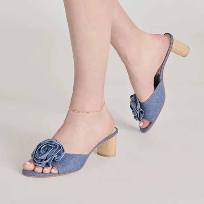 Sandals Women Dolce Vita Darly Heels Blue Denim