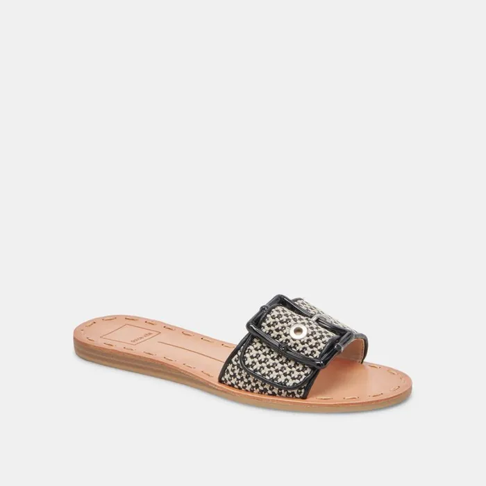 Sandals Women Dolce Vita Dasa Sandals Black Natural Raffia