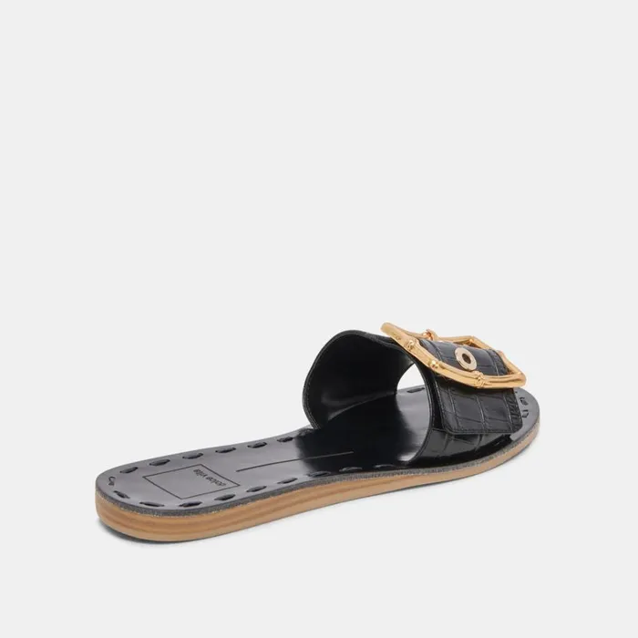 Sandals Women Dolce Vita Dasa Sandals Noir Embossed Leather