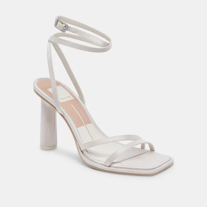 Sandals Women Dolce Vita Disere Heels Off White Satin