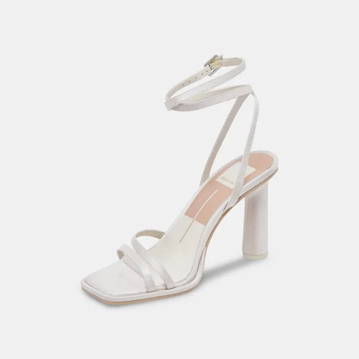 Sandals Women Dolce Vita Disere Heels Off White Satin