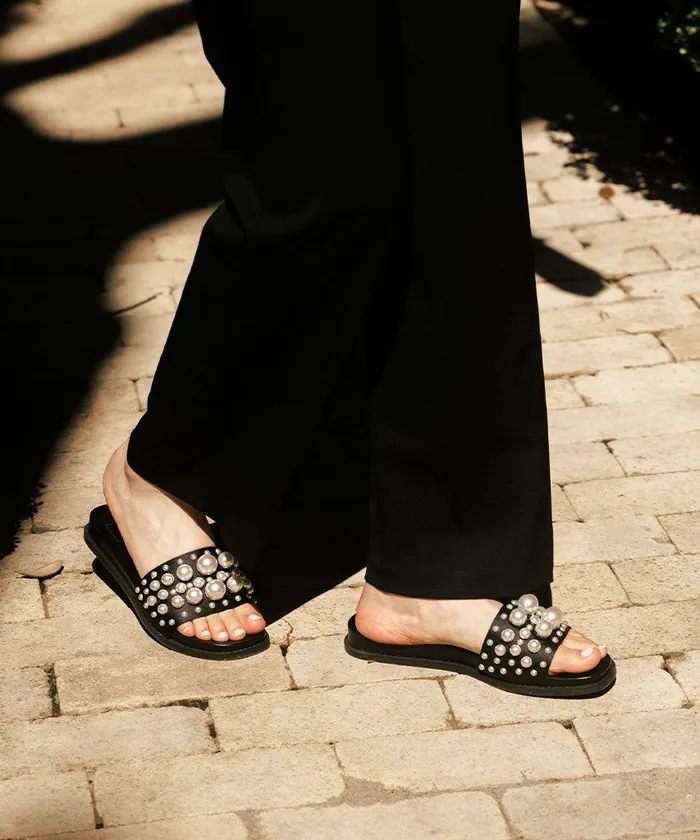Sandals Women Dolce Vita Gabbi Pearl Sandals Black Pearls